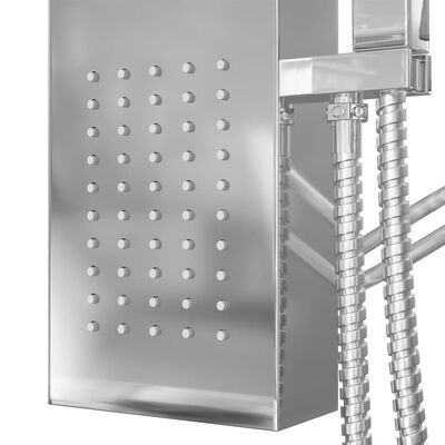 vidaXL dušas sistēma ar paneli, nerūsējošs tērauds, kvadrāta