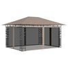 vidaXL dārza nojume ar moskītu tīklu, 4x3x2,73 m, 180g/m&sup2;, pelēkbrūna