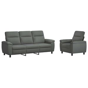 vidaXL Dīvānu komplekts 2 pcs Tum&scaron;i pelēka Audums