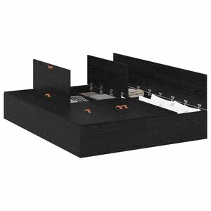 vidaXL Gultas ar uzglabā&scaron;anas vietu Melns ozolkoks 140 x 200 cm