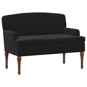 vidaXL Divvietīga mēbele ar pogu pūkām Melns 111 x 65 x 79 cm Samts