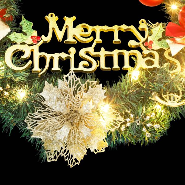 vidaXL Ziemassvētku vainags ar 20 LED lampiņām, zaļ&scaron;, 45 cm