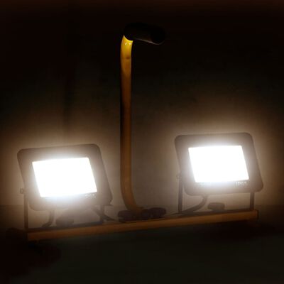 vidaXL LED prožektors ar rokturi, 2x30 W, silti balta gaisma