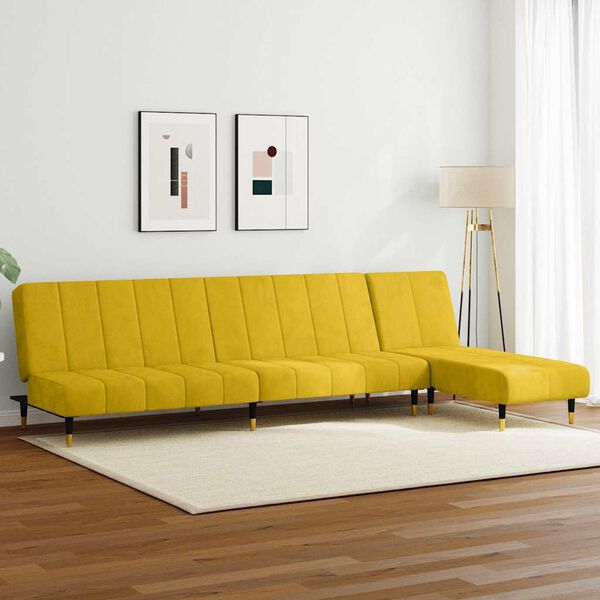 vidaXL divdaļīgs dīvānu komplekts, dzeltens samts