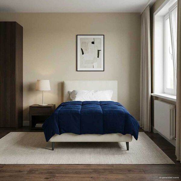 vidaXL Vasaras segas Tiltiņ&scaron; Tum&scaron;i zils 140 x 220 cm Mikro&scaron;ķiedra