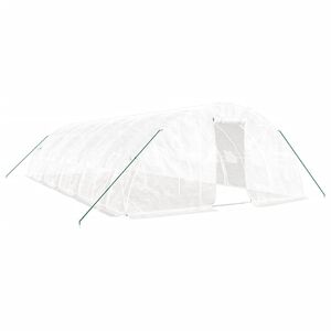 vidaXL siltumnīca ar tērauda rāmi, balta, 50 m&sup2;, 10x5x2,3 m