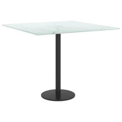 vidaXL galda virsma, balta, 50x50 cm, 6 mm, stikls ar marmora dizainu