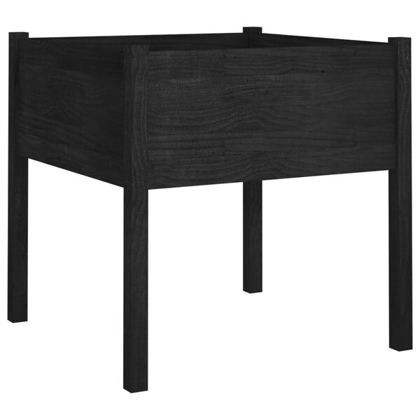 vidaXL dārza puķu kaste, 70x70x70 cm, melns priedes masīvkoks