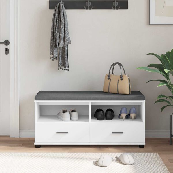 vidaXL Zāles sols ar spilvenu ar atvilktni Balts 100 x 38 x 46 cm