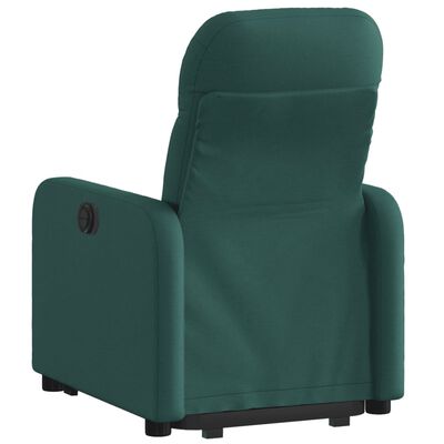 vidaXL atpūtas krēsls, paceļams, atgāžams, tumši zaļš audums