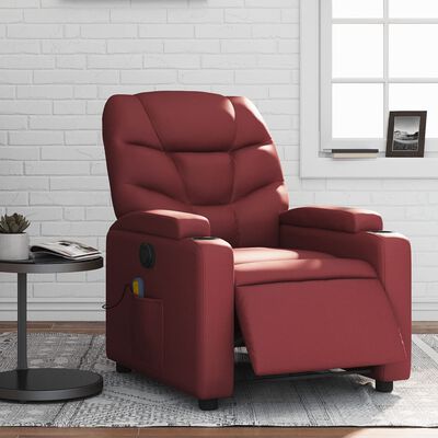 vidaXL elektrisks masāžas krēsls, atgāžams, vīnsarkana mākslīgā āda