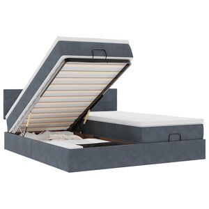 vidaXL Osmaņu gultas rāmis ar matračiem tum&scaron;i pelēks 200x200cm audums