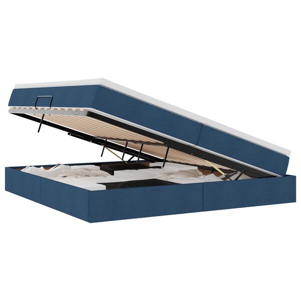 vidaXL Gulta ar uzglabā&scaron;anas vietu un matraci Zila 200 x 200 cm