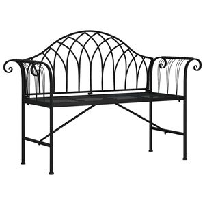 vidaXL divvietīgs dārza sols, 128 cm, melns, tērauds