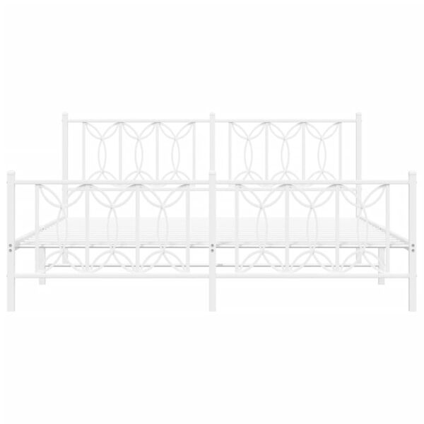 vidaXL gultas rāmis ar galvgali un kājgali, balts metāls, 180x200 cm