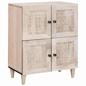 vidaXL Puse Balts izbalināts 60 x 33 x 75 cm Cieta mango koksne