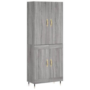 vidaXL augstais skapis, pelēks, 69,5x34x180 cm, inženierijas koks