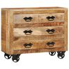 vidaXL kumode ar 3 atvilktnēm, 80x30x65 cm, neapstrādāts mango koks