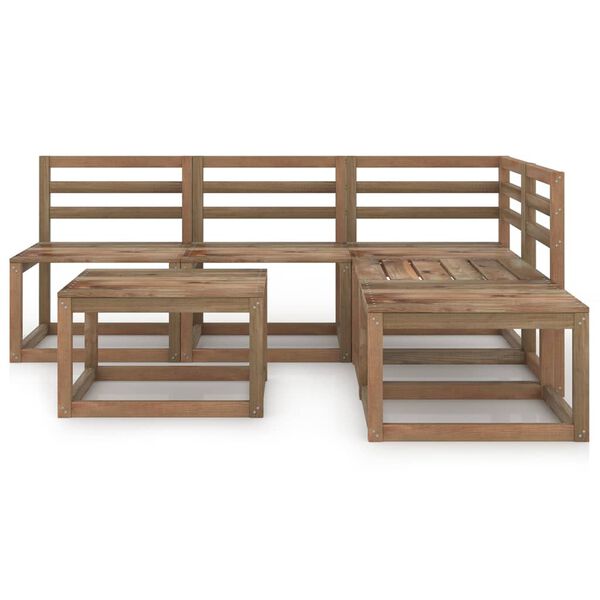 vidaXL 6-daļīgs dārza atpūtas mēbeļu komplekts, impregnēta priede