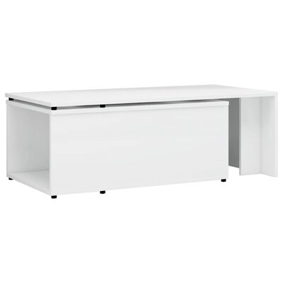 vidaXL kafijas galdiņš, spīdīgi balts, 150x50x35 cm, skaidu plāksne