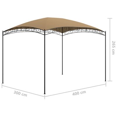 vidaXL dārza nojume, 3x4x2,65 m, pelēkbrūna, 180 g/m²
