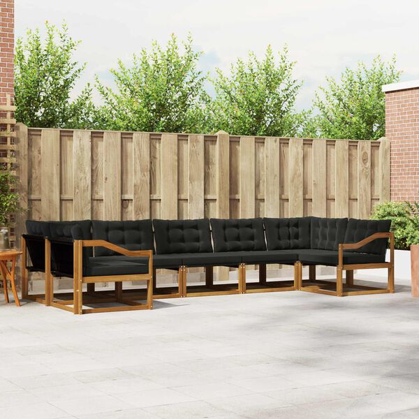 vidaXL Āra dīvānu komplekts ar spilvenu 7 pcs Dabīgs un melns