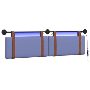 vidaXL Piekaramais gultas galvgalis Ar LED gaismu Džinsu zils