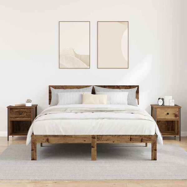 vidaXL Nakts skapītis ar atvilktni 2 pcs Vecs koks 40 x 42 x 50 cm