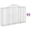 vidaXL arkveida gabiona grozi, 5 gb., 200x30x120/140cm, cinkota dzelzs