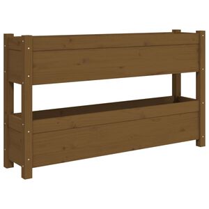vidaXL puķu kaste, medus brūna, 112x25x66 cm, priedes masīvkoks