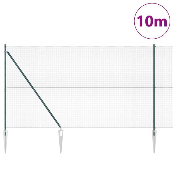 vidaXL Žoga āķis Zaļa 10 x 1,6 m (12 x 12 mm siets) Tērauds un PVC