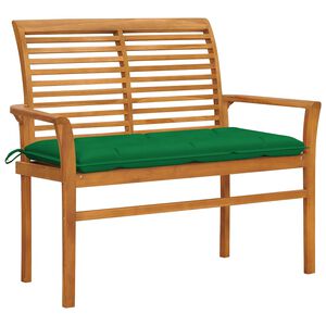 vidaXL dārza sols ar zaļu matraci, 112 cm, masīvs tīkkoks