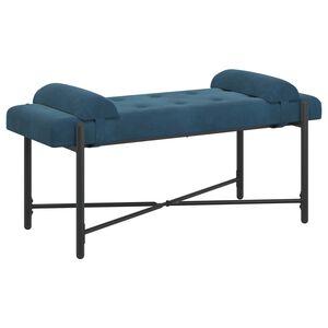 vidaXL Poga-pufēta sola ar spilveniem Zila 110 x 40 x 46 cm Samts