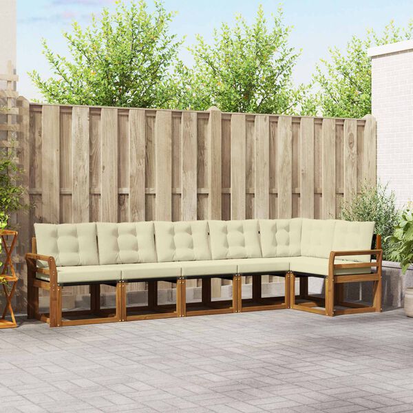 vidaXL Āra dīvānu komplekts ar spilvenu 6 pcs Dabisks un krējuma