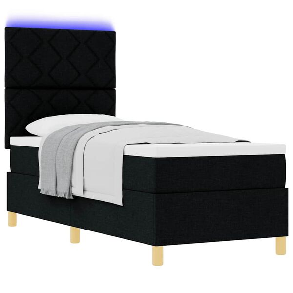 vidaXL Kastītes atsperu gulta ar matraci Melna 80 x 200 cm audums