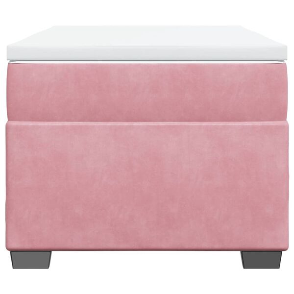 vidaXL atsperu gulta ar matraci, rozā samts, 90x200 cm