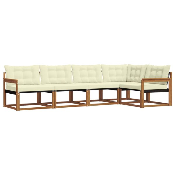 vidaXL Āra dīvānu komplekts ar spilvenu 5 pcs Dabisks un krējuma