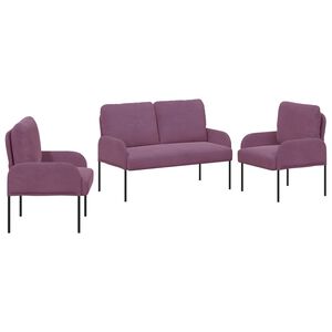 vidaXL Dīvāna komplekti 3 pcs Violeta 115 x 56 x 80 cm Saplāksnis