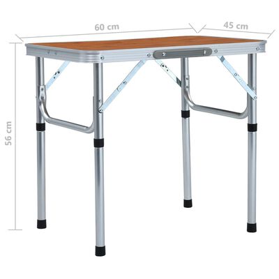vidaXL saliekams kempinga galds, alumīnijs, 60x45 cm
