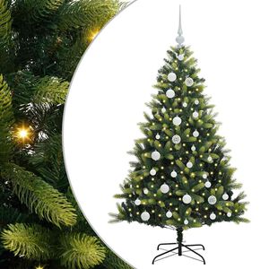 vidaXL Mākslīgā izliektā Ziemassvētku egle ar 150 LED gaismām Zaļa