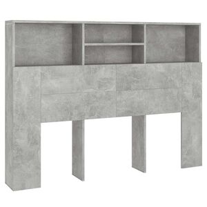 vidaXL gultas galvgalis ar plauktu, betona pelēks, 140x19x103,5 cm