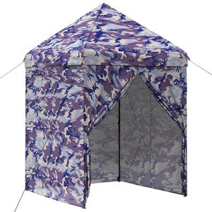 vidaXL Pop-up paviljons ar 4 sienām 2 x 2 m Zila kamuflāža