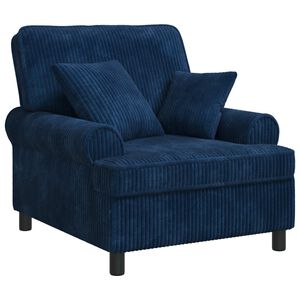 vidaXL XL atpūtas krēsls ar spilveniem Tum&scaron;i zils 1,5 Līniju Audums