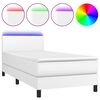 vidaXL atsperu gulta ar matraci, LED, balta, 80x200 cm, mākslīgā āda