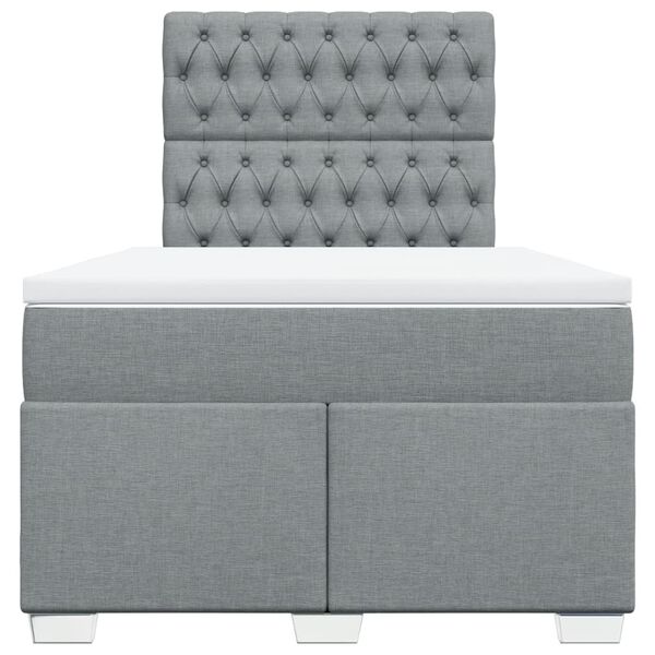 vidaXL atsperu gulta ar matraci, gaiši pelēka audums, 120x200cm