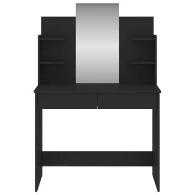 vidaXL galdiņš ar spoguli, melns, 96x39x142 cm
