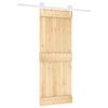 vidaXL Slīdo&scaron;ās durvis 80 x 210 cm Cieta priedes koks (neapstrādāts)