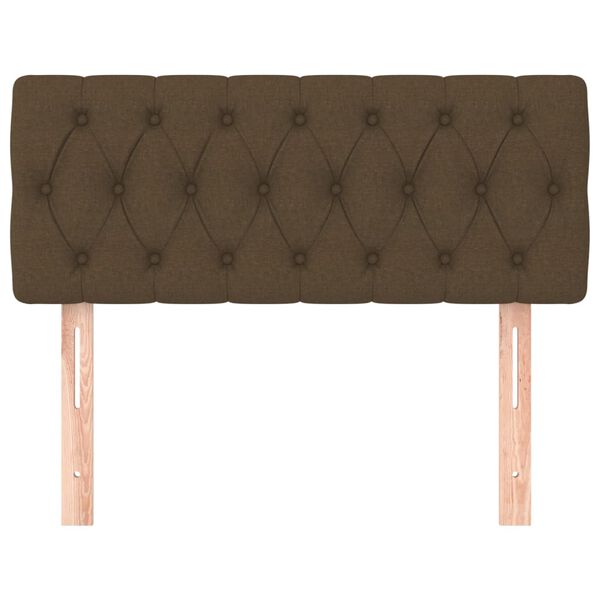 vidaXL gultas galvgalis, 90x7x78/88 cm, tum&scaron;i brūns audums