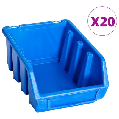 vidaXL uzglabāšanas nodalījumi, 20 gab., zila plastmasa