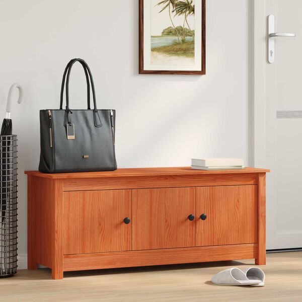 vidaXL Apavu skapis Vaska Brūns 110 x 38 x 45,5 cm Masīvs priedes koks